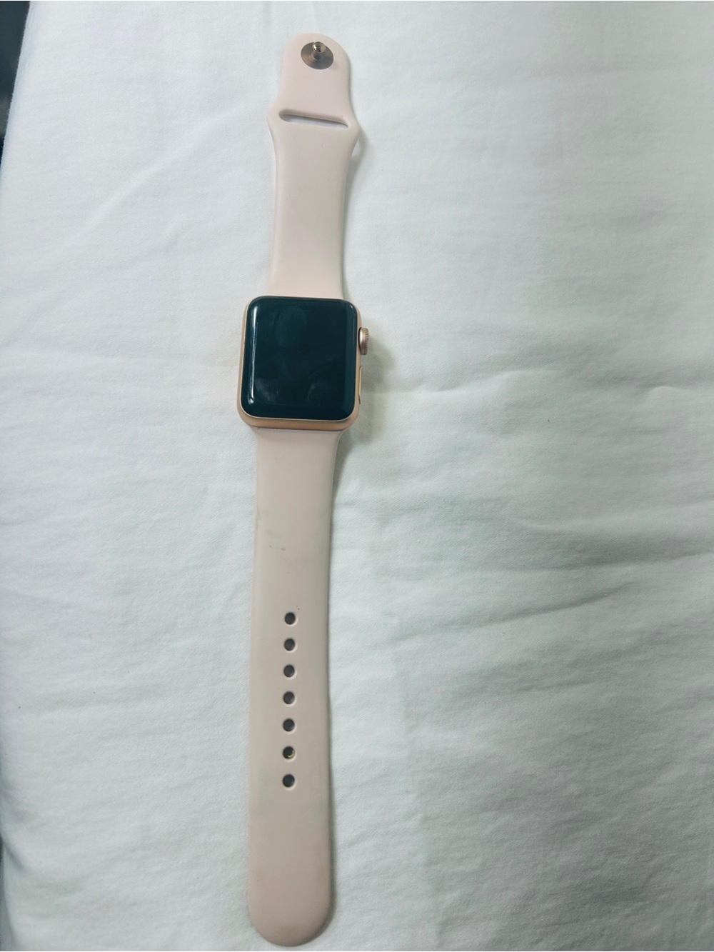 Apple Watch with Pale Pink Sport Band and Gold Case